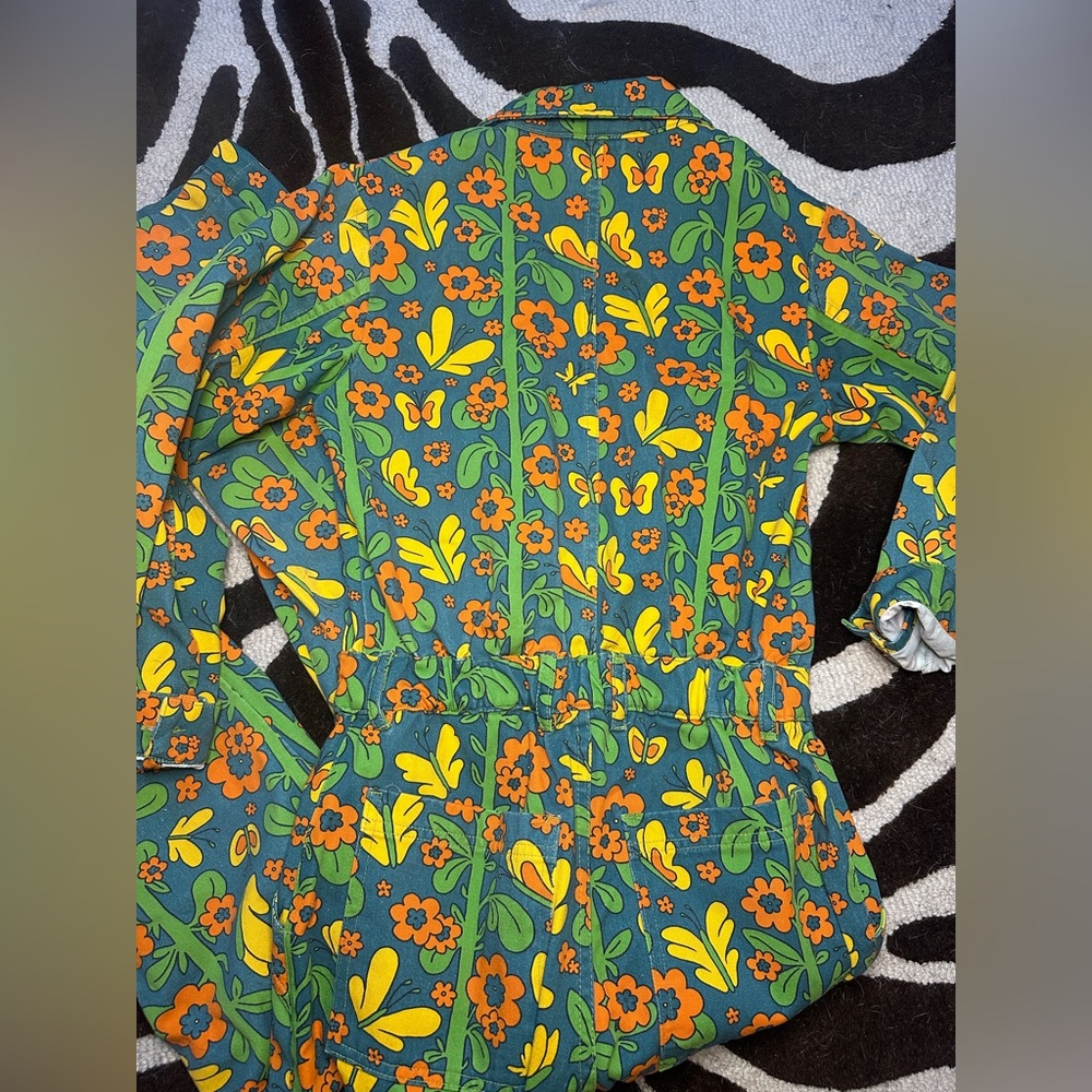 🦋Big Bud Press🦋 Everyday Long Sleeve Jumpsuit in 70s Floral Butterfly - S - RARE - Picture 10 of 16